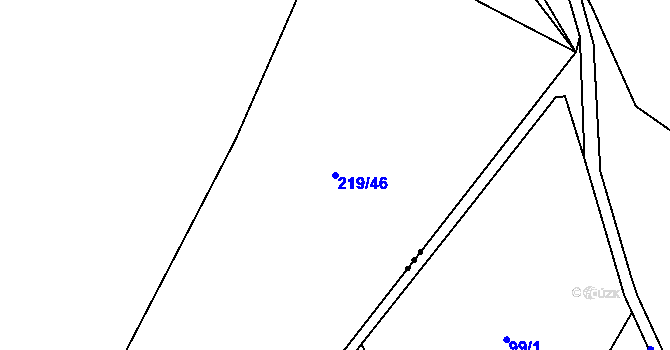 Parcela st. 219/46 v KÚ Radimovice u Velkých Popovic, Katastrální mapa