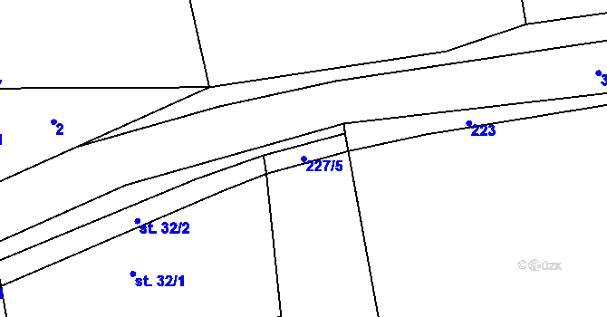 Parcela st. 227/5 v KÚ Radimovice u Velkých Popovic, Katastrální mapa
