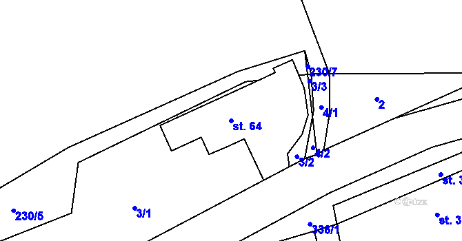 Parcela st. 64 v KÚ Radimovice u Velkých Popovic, Katastrální mapa