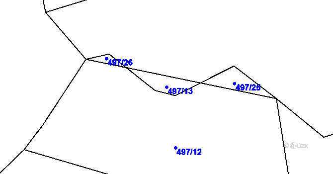 Parcela st. 497/13 v KÚ Mozolov, Katastrální mapa