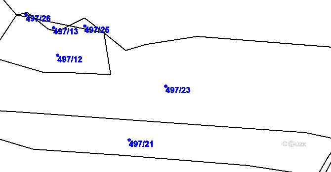Parcela st. 497/23 v KÚ Mozolov, Katastrální mapa