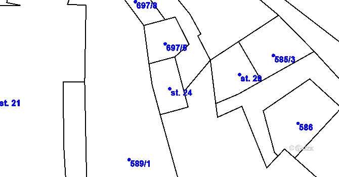 Parcela st. 24 v KÚ Mozolov, Katastrální mapa