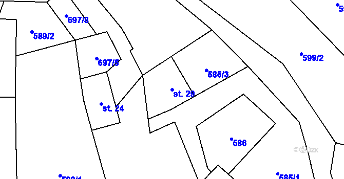 Parcela st. 29 v KÚ Mozolov, Katastrální mapa