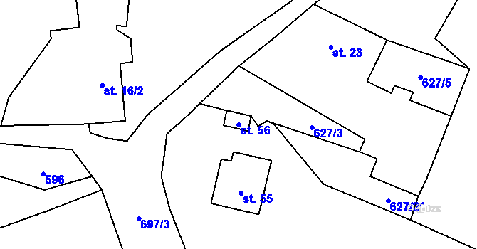 Parcela st. 56 v KÚ Mozolov, Katastrální mapa