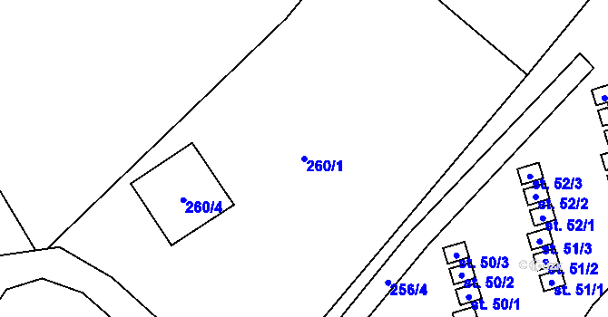 Parcela st. 260/1 v KÚ Mozolov, Katastrální mapa