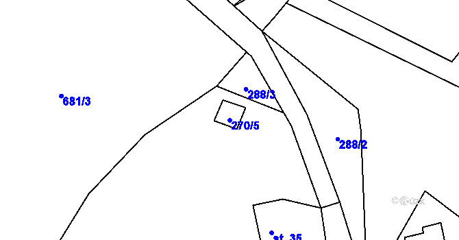 Parcela st. 270/5 v KÚ Mozolov, Katastrální mapa