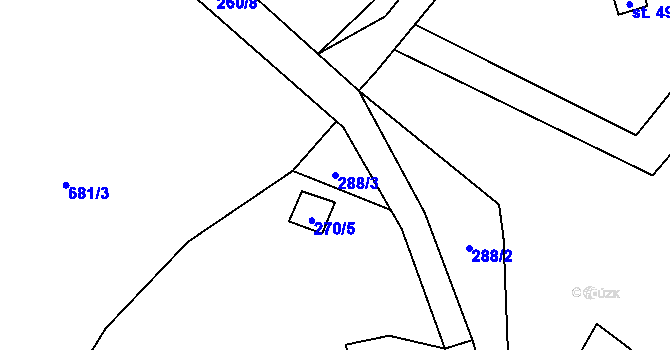 Parcela st. 288/3 v KÚ Mozolov, Katastrální mapa