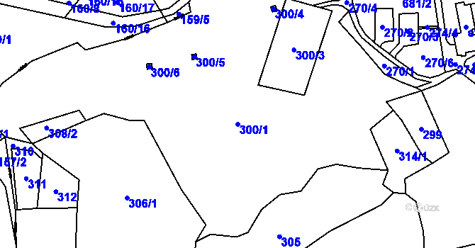 Parcela st. 300/1 v KÚ Mozolov, Katastrální mapa