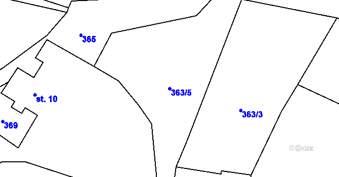 Parcela st. 363/5 v KÚ Mozolov, Katastrální mapa