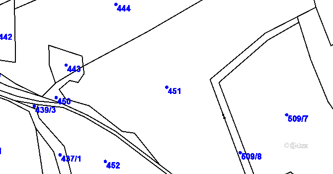 Parcela st. 451 v KÚ Mozolov, Katastrální mapa