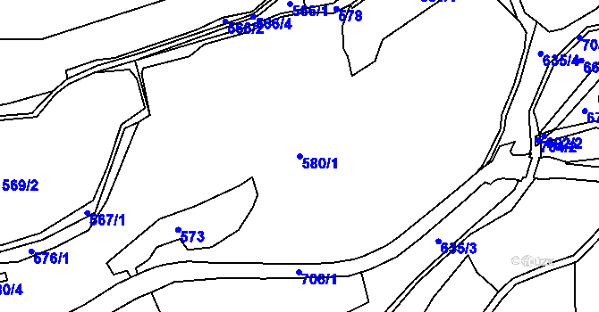 Parcela st. 580/1 v KÚ Mozolov, Katastrální mapa