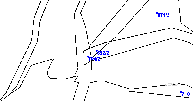 Parcela st. 692/2 v KÚ Mozolov, Katastrální mapa