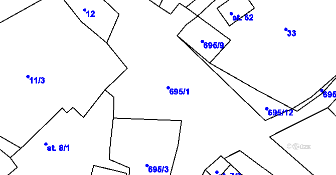 Parcela st. 695/1 v KÚ Mozolov, Katastrální mapa