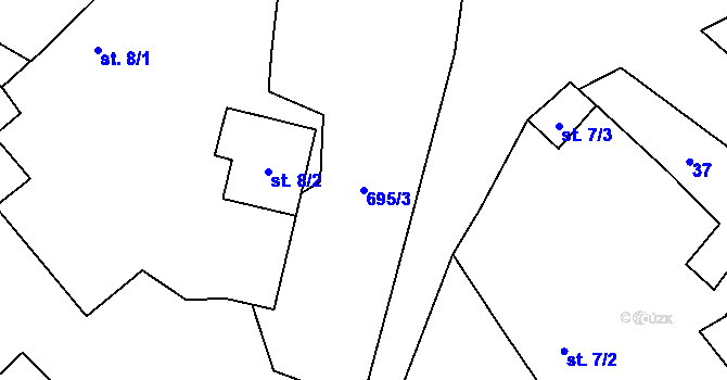 Parcela st. 695/3 v KÚ Mozolov, Katastrální mapa