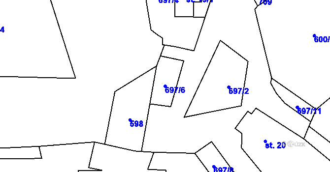 Parcela st. 697/6 v KÚ Mozolov, Katastrální mapa