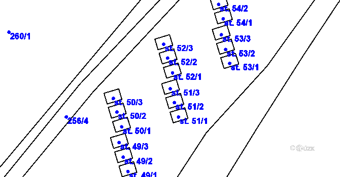 Parcela st. 51/3 v KÚ Mozolov, Katastrální mapa