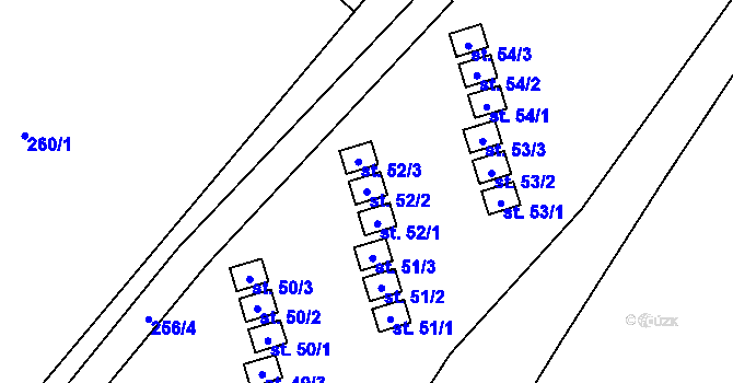 Parcela st. 52/2 v KÚ Mozolov, Katastrální mapa