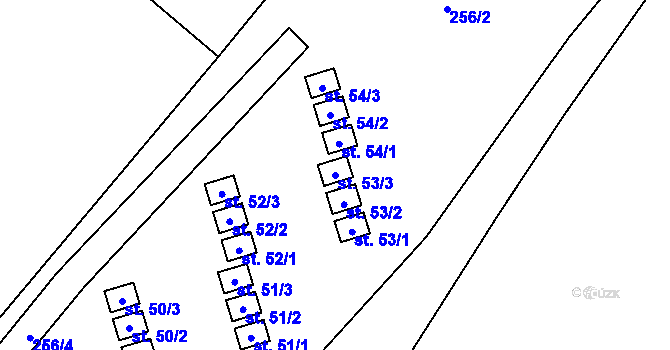 Parcela st. 53/3 v KÚ Mozolov, Katastrální mapa
