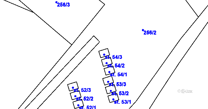Parcela st. 54/3 v KÚ Mozolov, Katastrální mapa