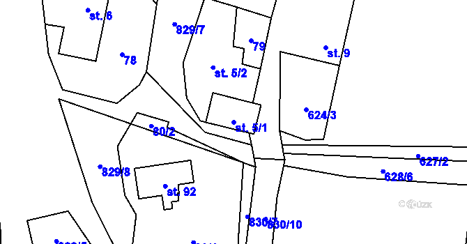 Parcela st. 5/1 v KÚ Petřkovice u Starého Jičína, Katastrální mapa