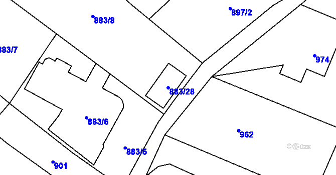 Parcela st. 883/28 v KÚ Petřkovice u Ostravy, Katastrální mapa