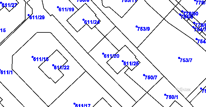 Parcela st. 611/20 v KÚ Petřkovice u Ostravy, Katastrální mapa