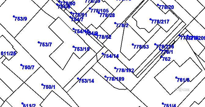 Parcela st. 754/14 v KÚ Petřkovice u Ostravy, Katastrální mapa