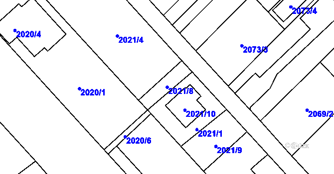 Parcela st. 2021/8 v KÚ Petřkovice u Ostravy, Katastrální mapa