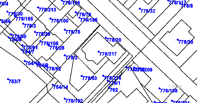 Parcela st. 778/217 v KÚ Petřkovice u Ostravy, Katastrální mapa
