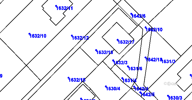 Parcela st. 1632/16 v KÚ Petřkovice u Ostravy, Katastrální mapa