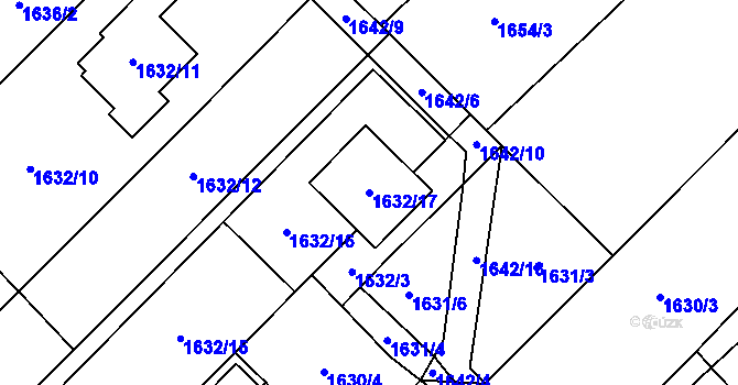 Parcela st. 1632/17 v KÚ Petřkovice u Ostravy, Katastrální mapa