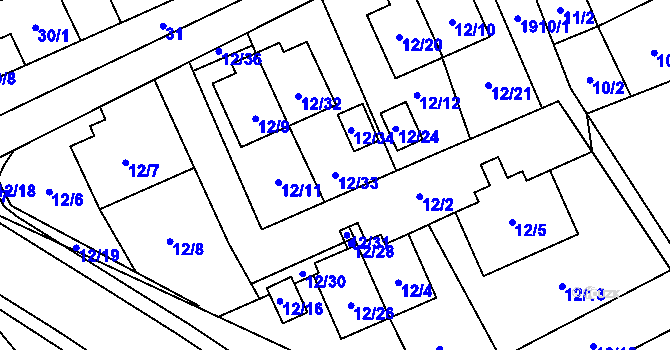 Parcela st. 12/33 v KÚ Petřkovice u Ostravy, Katastrální mapa
