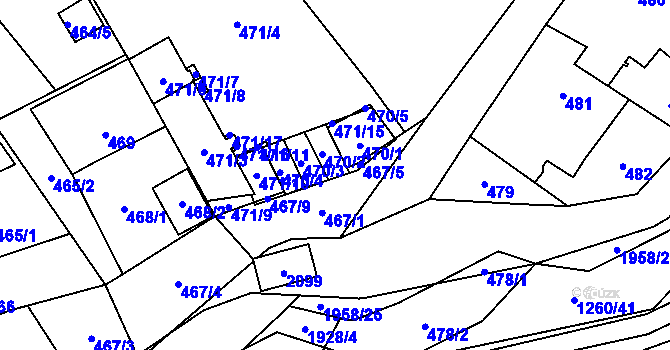 Parcela st. 467/6 v KÚ Petřkovice u Ostravy, Katastrální mapa