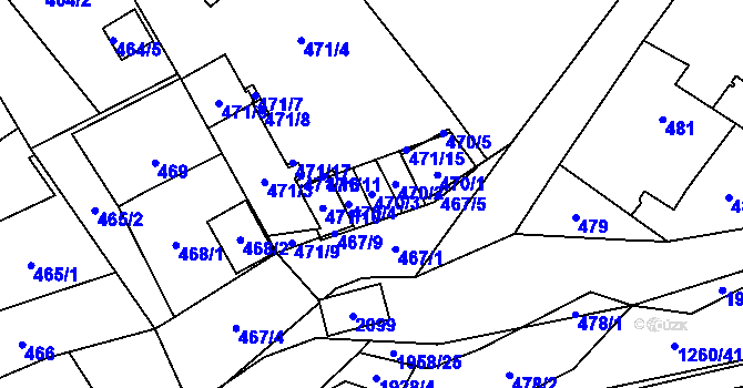 Parcela st. 470/3 v KÚ Petřkovice u Ostravy, Katastrální mapa