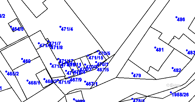 Parcela st. 470/5 v KÚ Petřkovice u Ostravy, Katastrální mapa