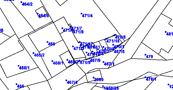 Parcela st. 471/11 v KÚ Petřkovice u Ostravy, Katastrální mapa