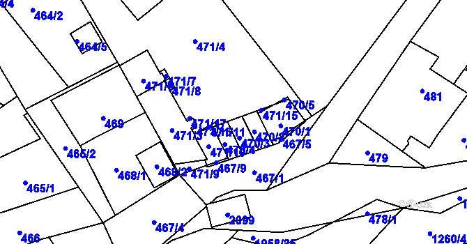 Parcela st. 471/13 v KÚ Petřkovice u Ostravy, Katastrální mapa