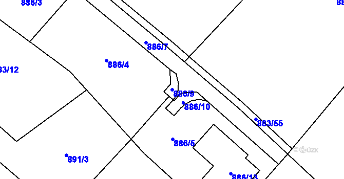 Parcela st. 886/9 v KÚ Petřkovice u Ostravy, Katastrální mapa