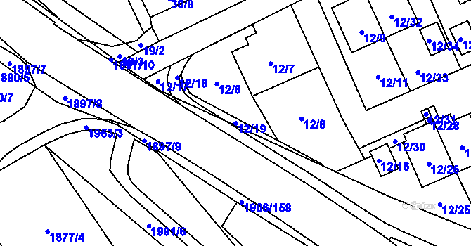 Parcela st. 12/19 v KÚ Petřkovice u Ostravy, Katastrální mapa
