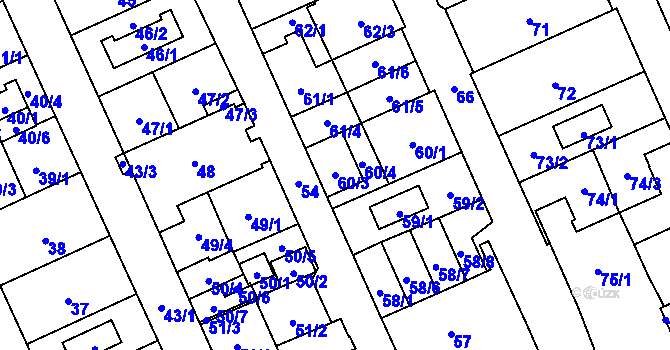 Parcela st. 60/3 v KÚ Petřkovice u Ostravy, Katastrální mapa