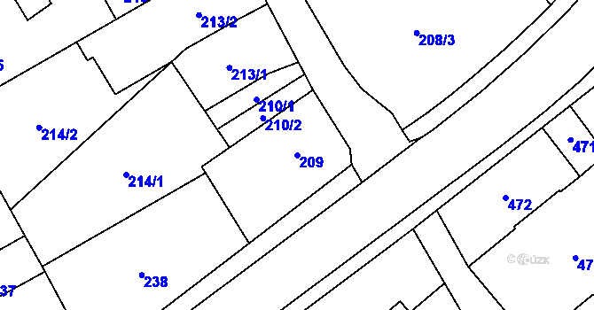 Parcela st. 209 v KÚ Petřkovice u Ostravy, Katastrální mapa