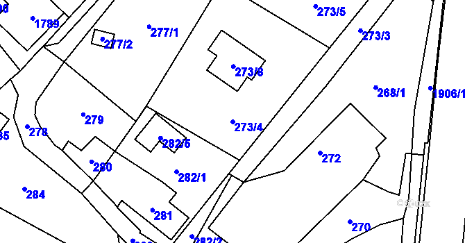 Parcela st. 273/4 v KÚ Petřkovice u Ostravy, Katastrální mapa