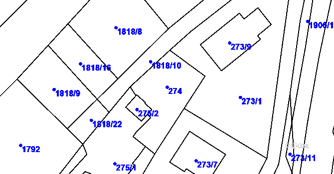 Parcela st. 274 v KÚ Petřkovice u Ostravy, Katastrální mapa