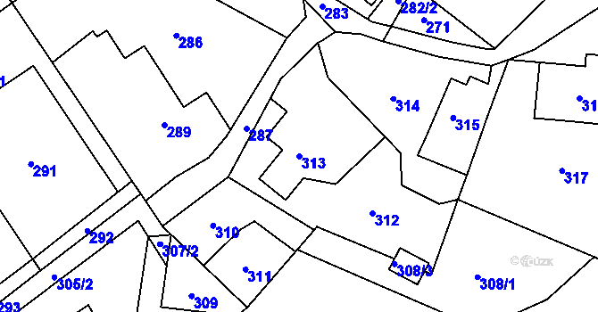 Parcela st. 313 v KÚ Petřkovice u Ostravy, Katastrální mapa