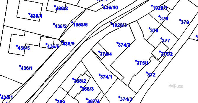 Parcela st. 374/4 v KÚ Petřkovice u Ostravy, Katastrální mapa