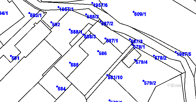 Parcela st. 586 v KÚ Petřkovice u Ostravy, Katastrální mapa