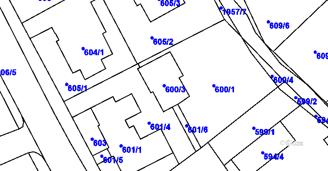 Parcela st. 600/3 v KÚ Petřkovice u Ostravy, Katastrální mapa