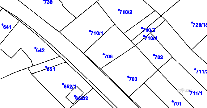 Parcela st. 706 v KÚ Petřkovice u Ostravy, Katastrální mapa