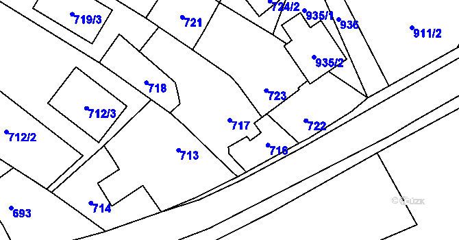 Parcela st. 717 v KÚ Petřkovice u Ostravy, Katastrální mapa