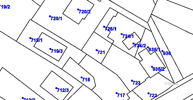 Parcela st. 721 v KÚ Petřkovice u Ostravy, Katastrální mapa